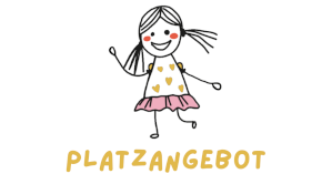 Gemaltes Kind neben der Beschriftung Platzangebot