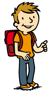 Illustration eines Jungen mit Rucksack
