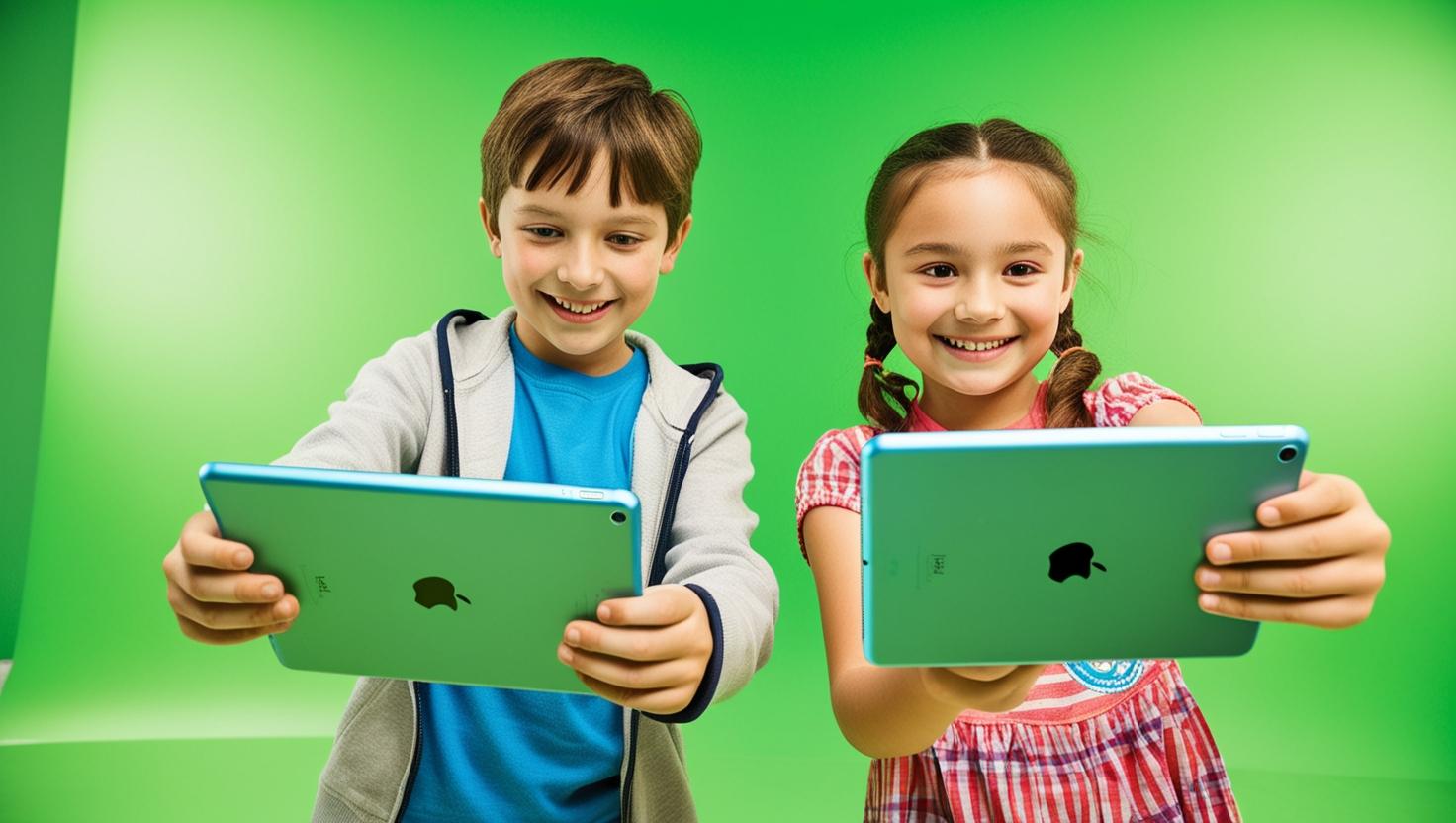 Junge und Mädchen mit einem Tablet in der HAnd