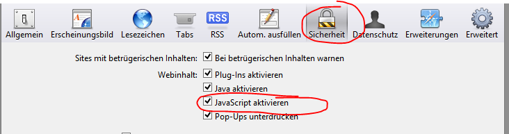 JavaScript aktivieren in den Safari-Einstellungen