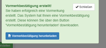 Vormerkbestätigung herunterladen