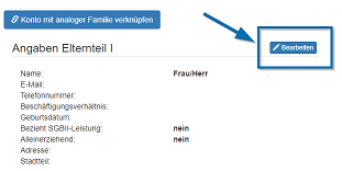 Persöniche Angaben bearbeiten